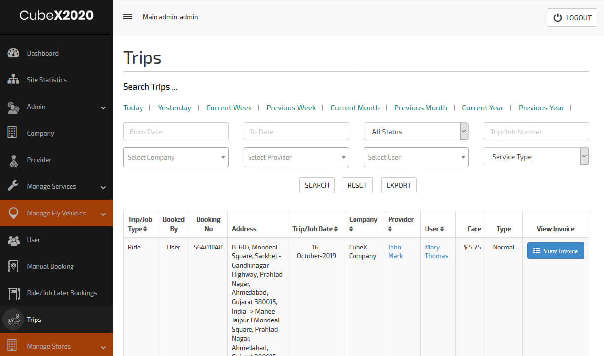 Manage Trips
